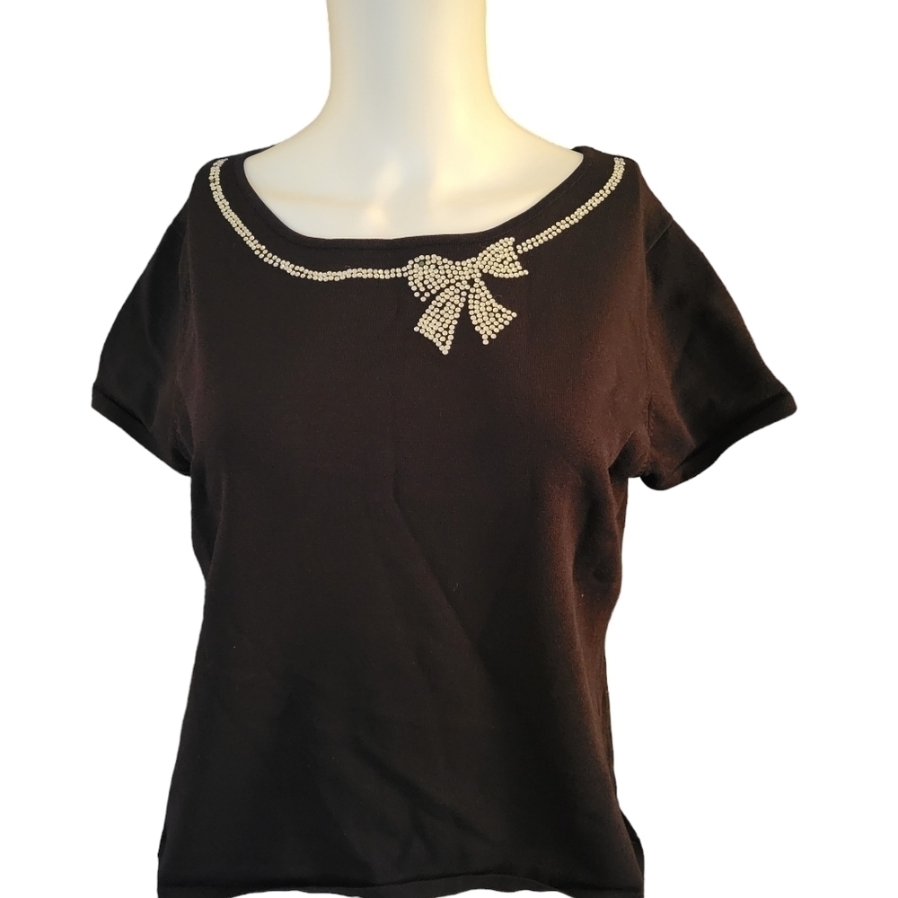 Pink Poodle Black with Rhinestones L